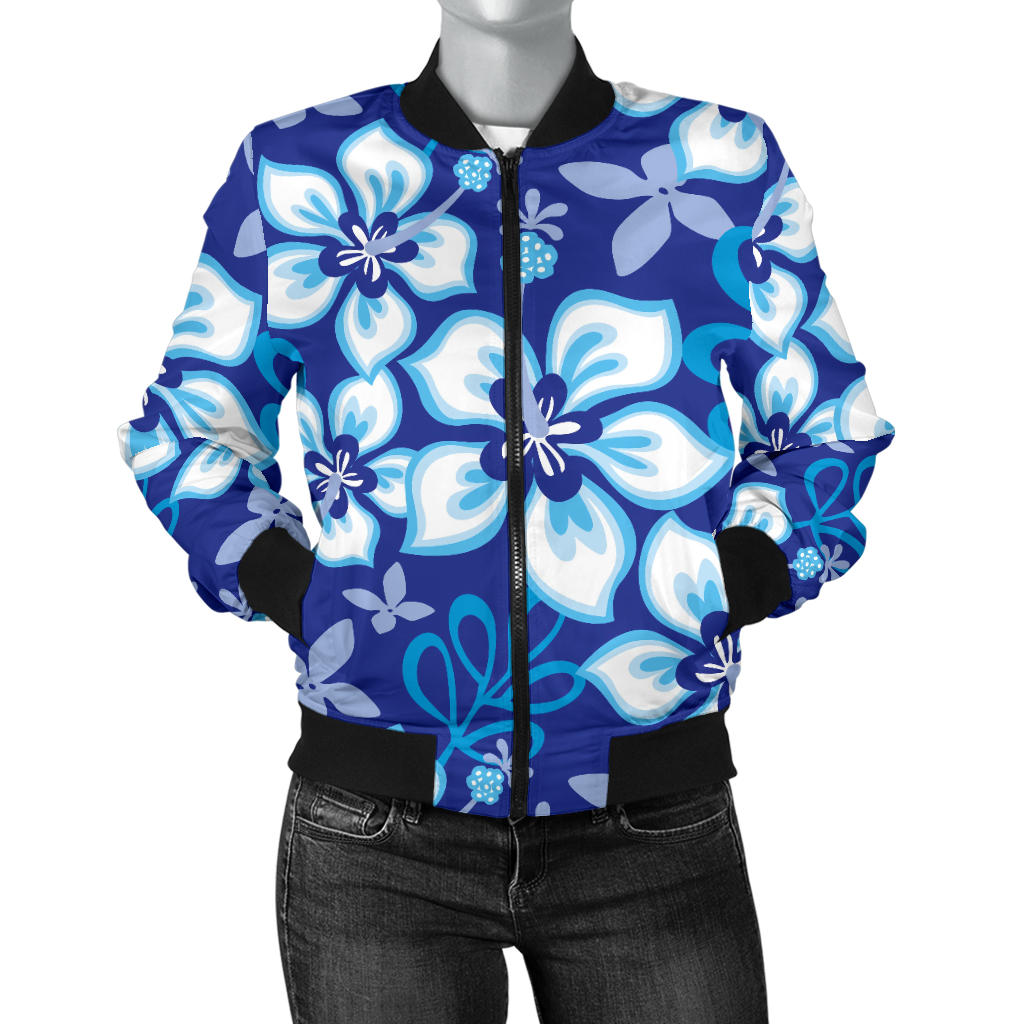 Hibiscus Pattern Print Design HB04 Women Bomber Jacket