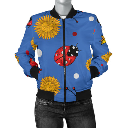 Ladybug Pattern Print Design 05 Women's Bomber Jacket
