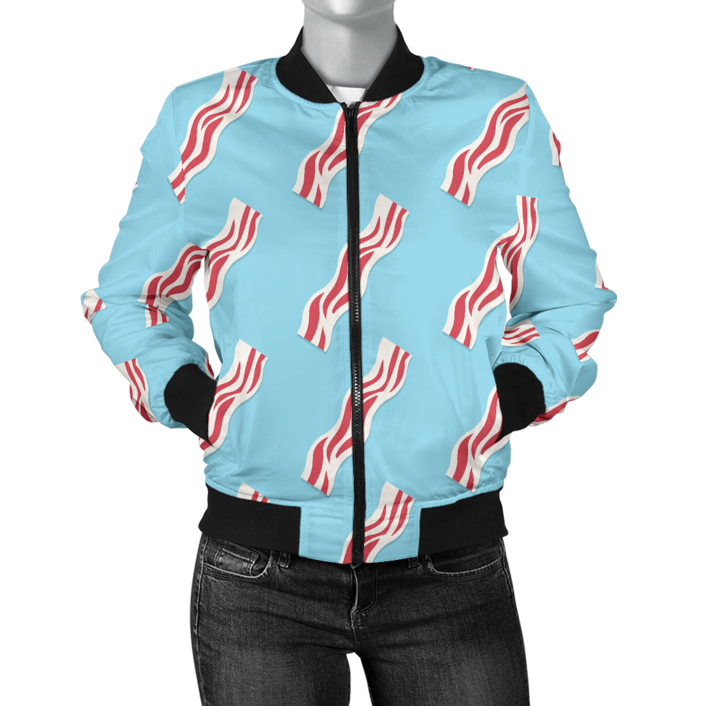 Bacon Pattern Print Design 03 Women's Bomber Jacket