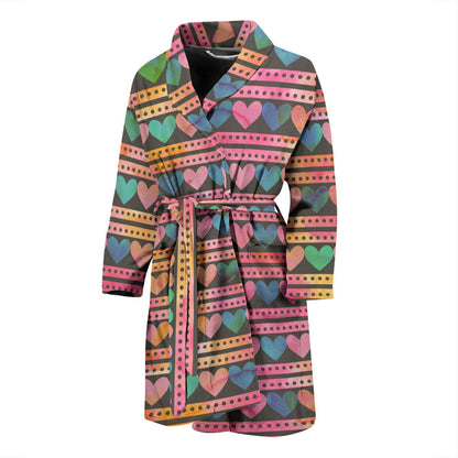 Heart Pattern Print Design HE010 Men Bathrobe