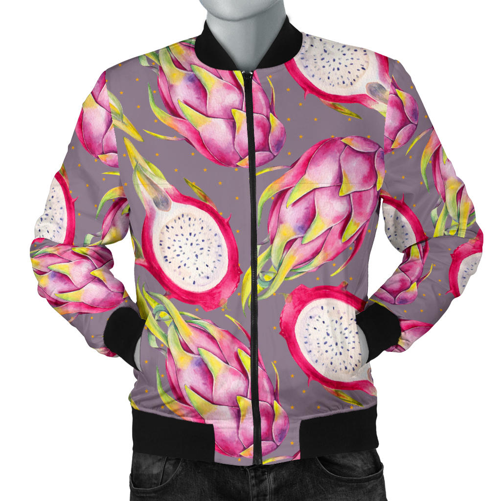 Dragonfruit Pattern Print Design DF03 Men Bomber Jacket