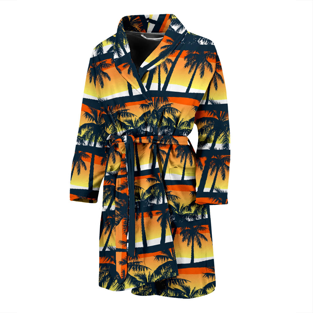 Palm Tree Pattern Print Design PT011 Men Bathrobe