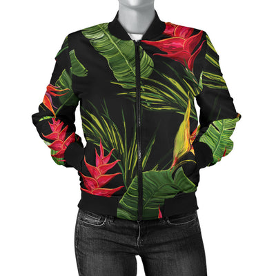 Bird Of Paradise Pattern Print Design BOP010 Women Bomber Jacket