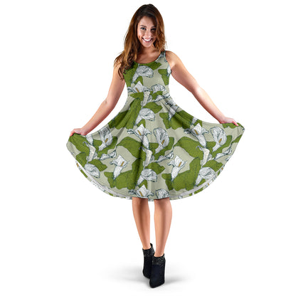 Lily Pattern Print Design LY08 Midi Dress