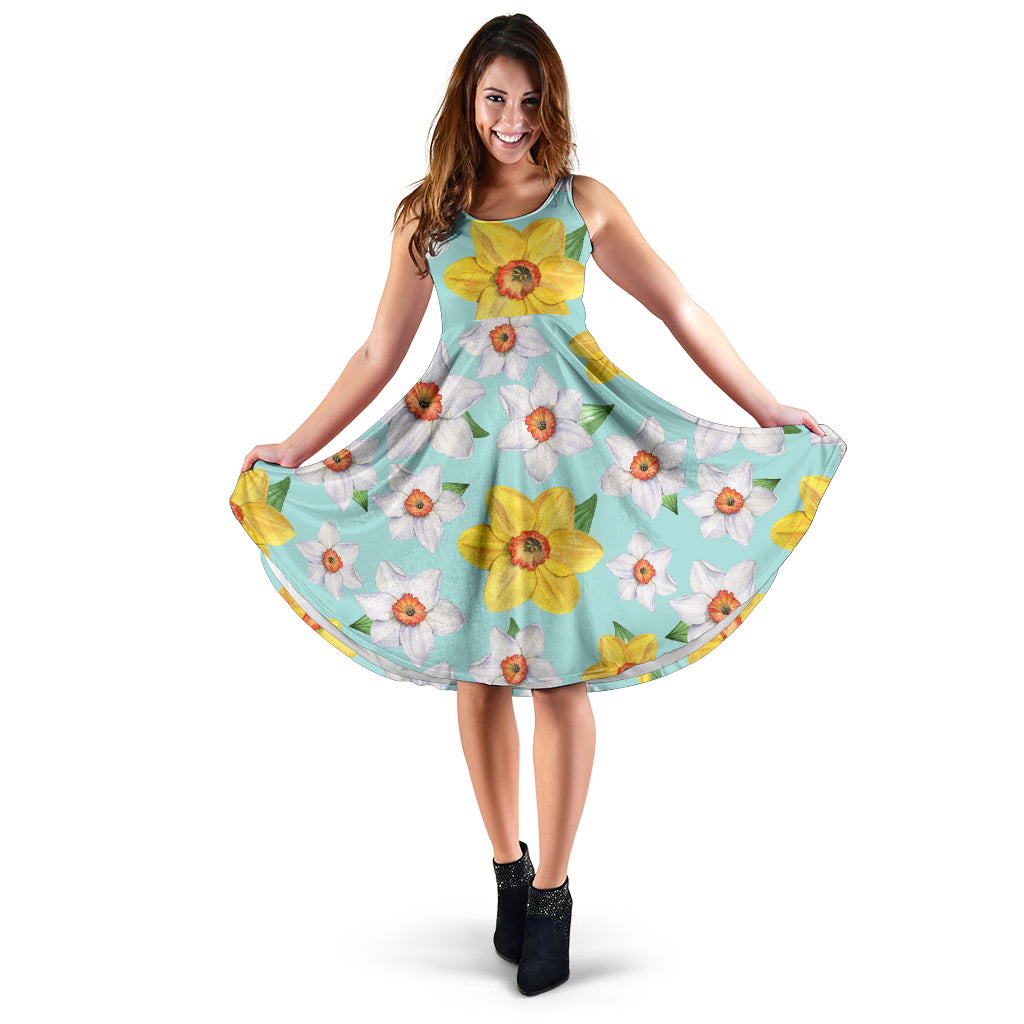 Daffodils Pattern Print Design DF07 Midi Dress