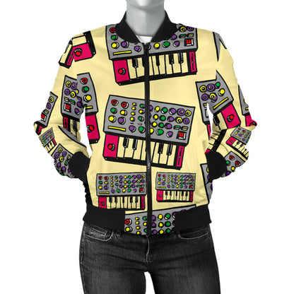 Synthesizer Pattern Print Design 01 Women's Bomber Jacket