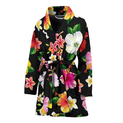 Hibiscus Pattern Print Design HB025 Women Bathrobe