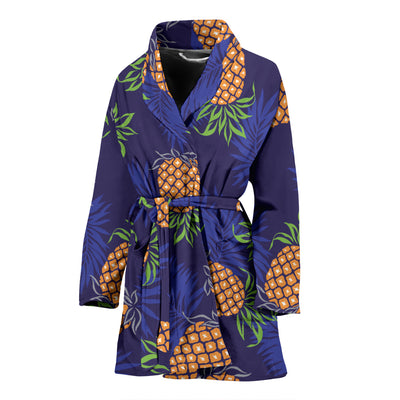 Pineapple Pattern Print Design PP02 Women Bathrobe