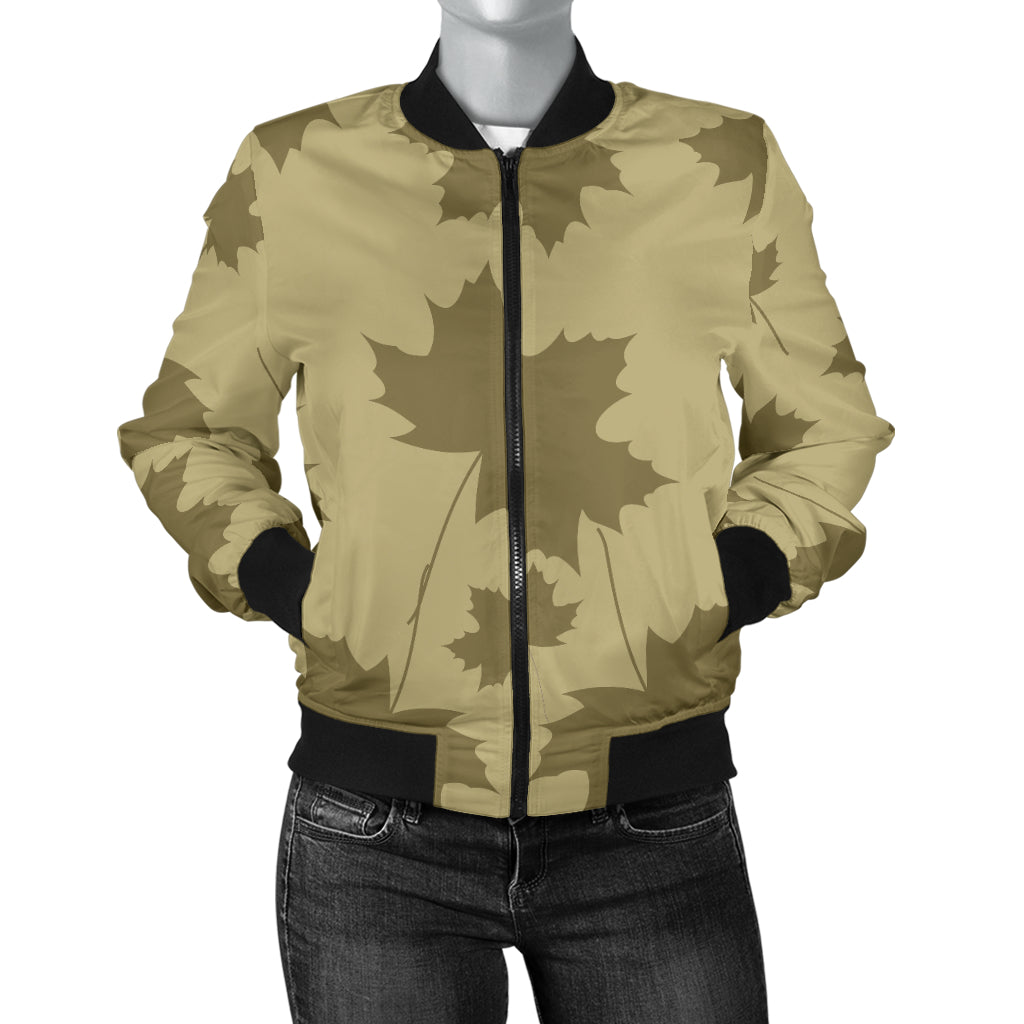 Maple Leaf Pattern Print Design 01 Women's Bomber Jacket