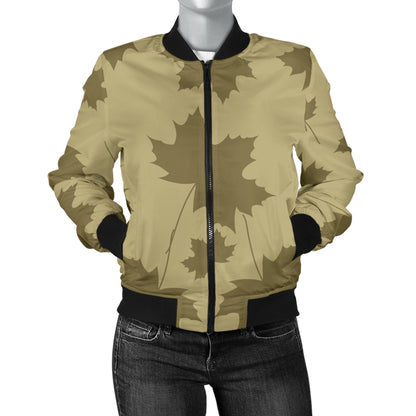 Maple Leaf Pattern Print Design 01 Women's Bomber Jacket