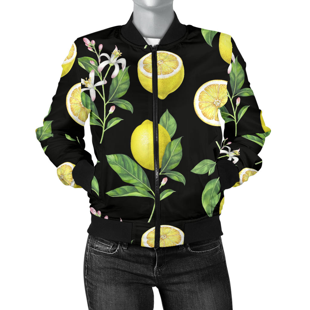 Lemon Pattern Print Design LM02 Women Bomber Jacket