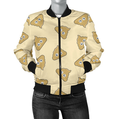 Poop Emoji Pattern Print Design A02 Women's Bomber Jacket