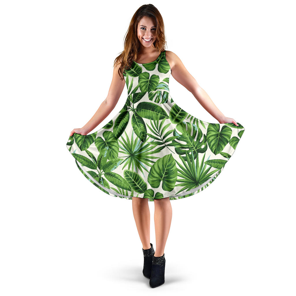 Tropical Flower Pattern Print Design TF013 Midi Dress