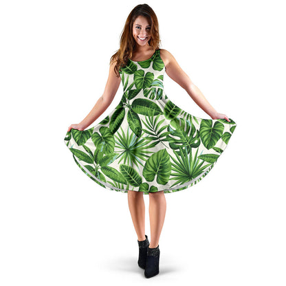 Tropical Flower Pattern Print Design TF013 Midi Dress