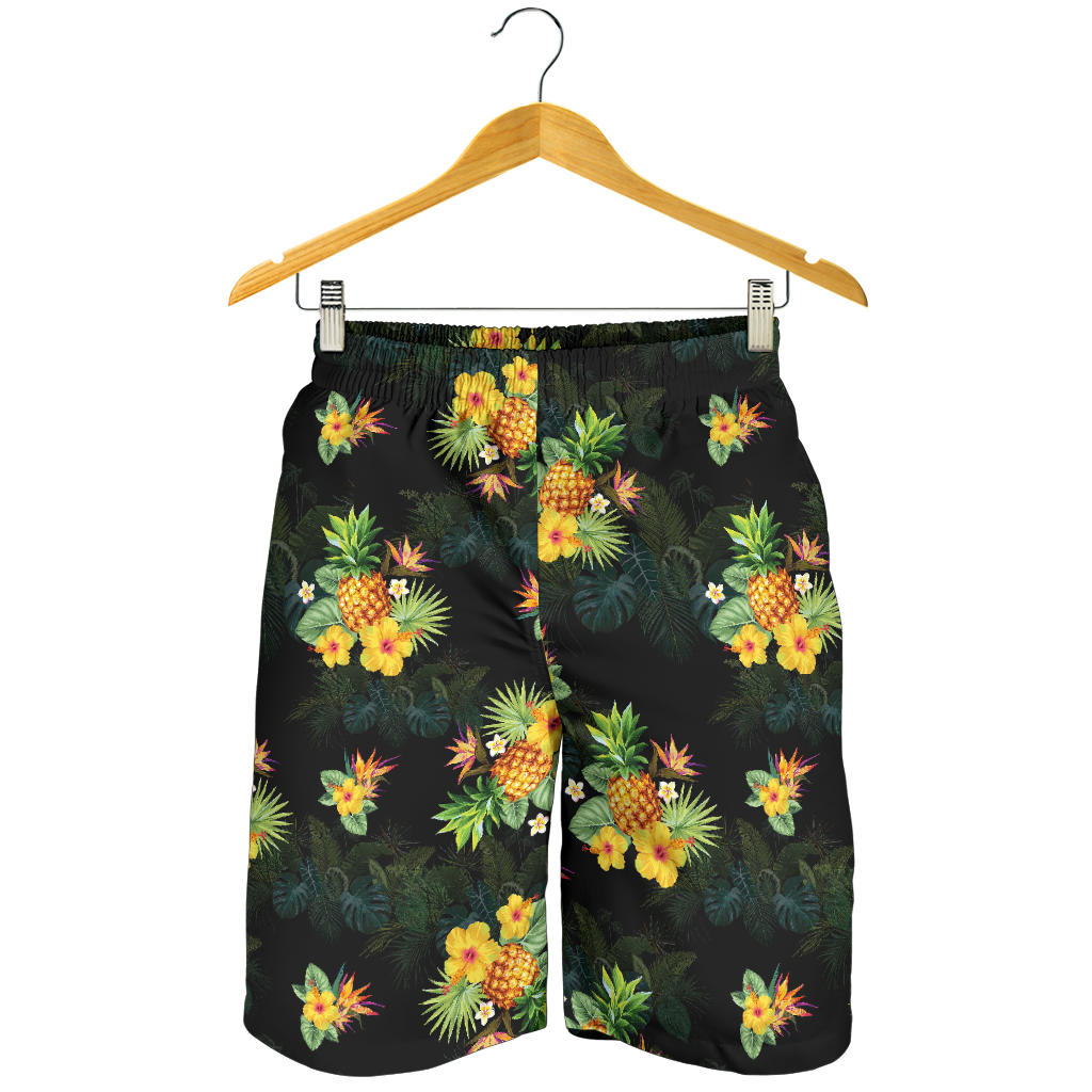 Pineapple Tropical Flower Print Pattern Mens Shorts