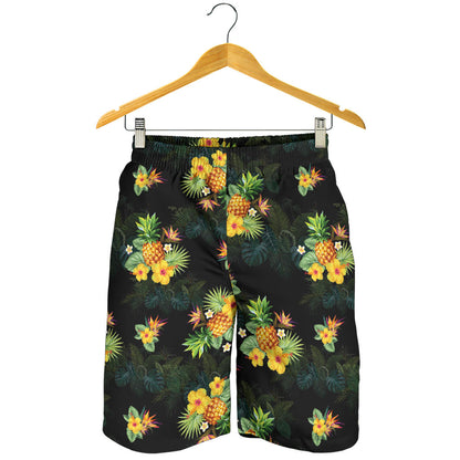 Pineapple Tropical Flower Print Pattern Mens Shorts