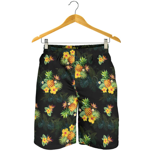Pineapple Tropical Flower Print Pattern Mens Shorts