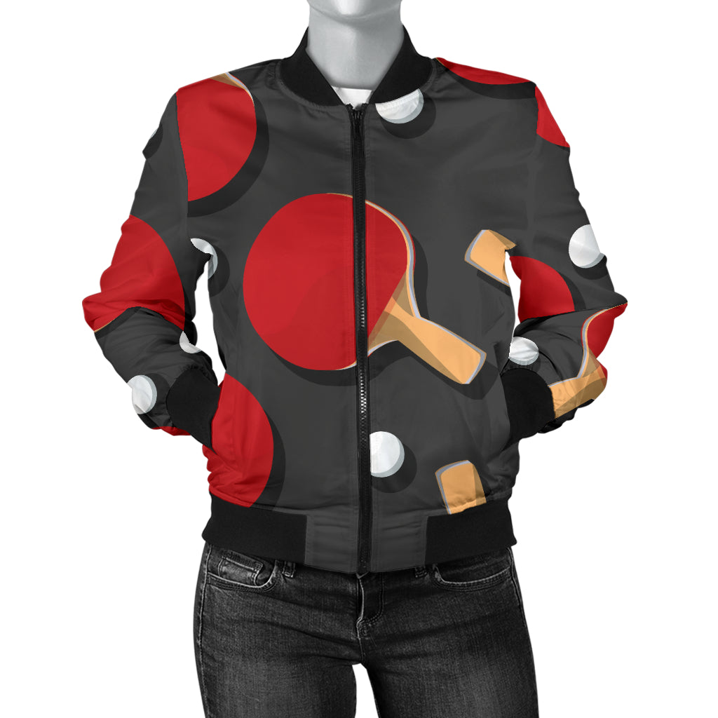 Ping Pong Pattern Print Design A05 Women's Bomber Jacket