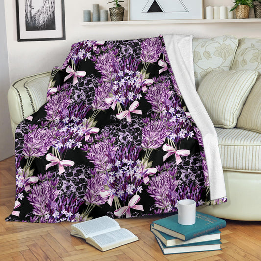 Lavender Pattern Print Design LV06 Fleece Blanket