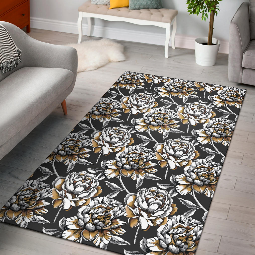 Peony Pattern Print Design PE06 Area Rugs