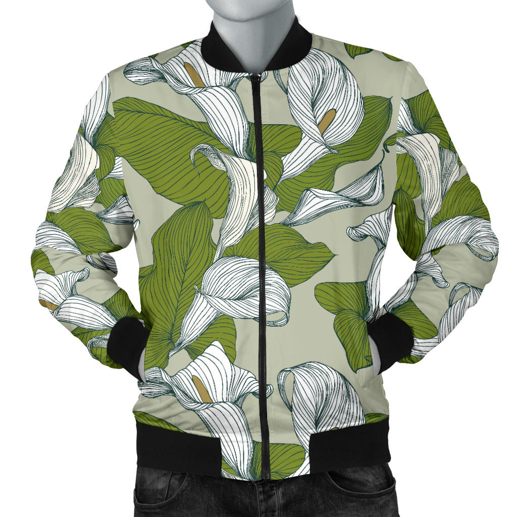 Lily Pattern Print Design LY08 Men Bomber Jacket