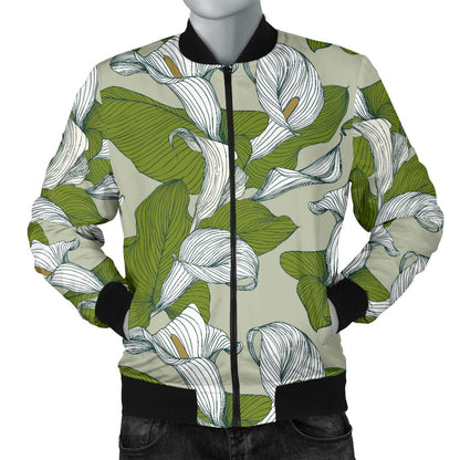 Lily Pattern Print Design LY08 Men Bomber Jacket