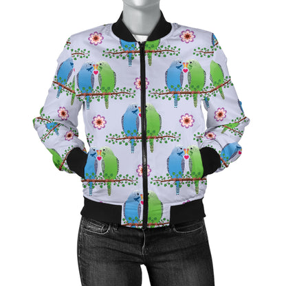 Budgerigar Pattern Print Design 05 Women's Bomber Jacket