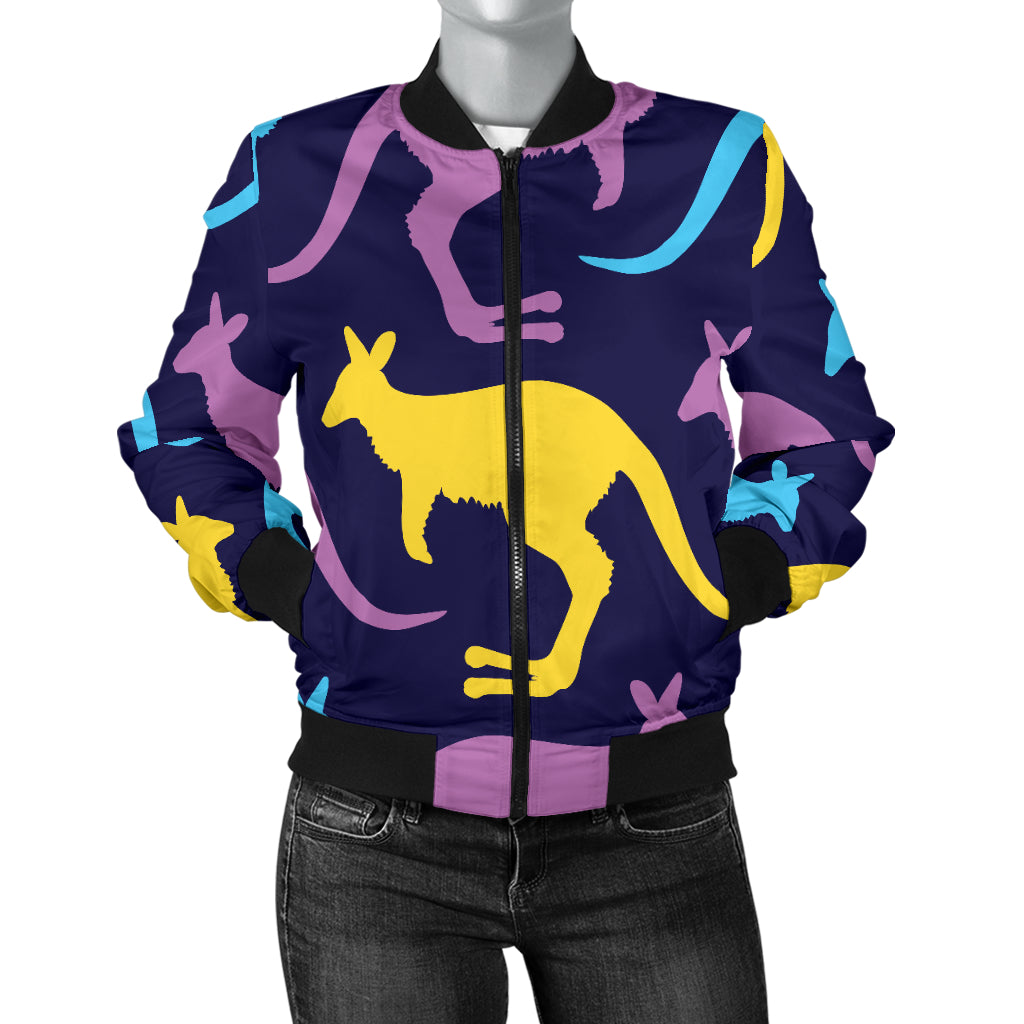 Kangaroos Pattern Print Design 02 Women's Bomber Jacket