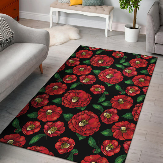 Camellia Pattern Print Design CM07 Area Rugs