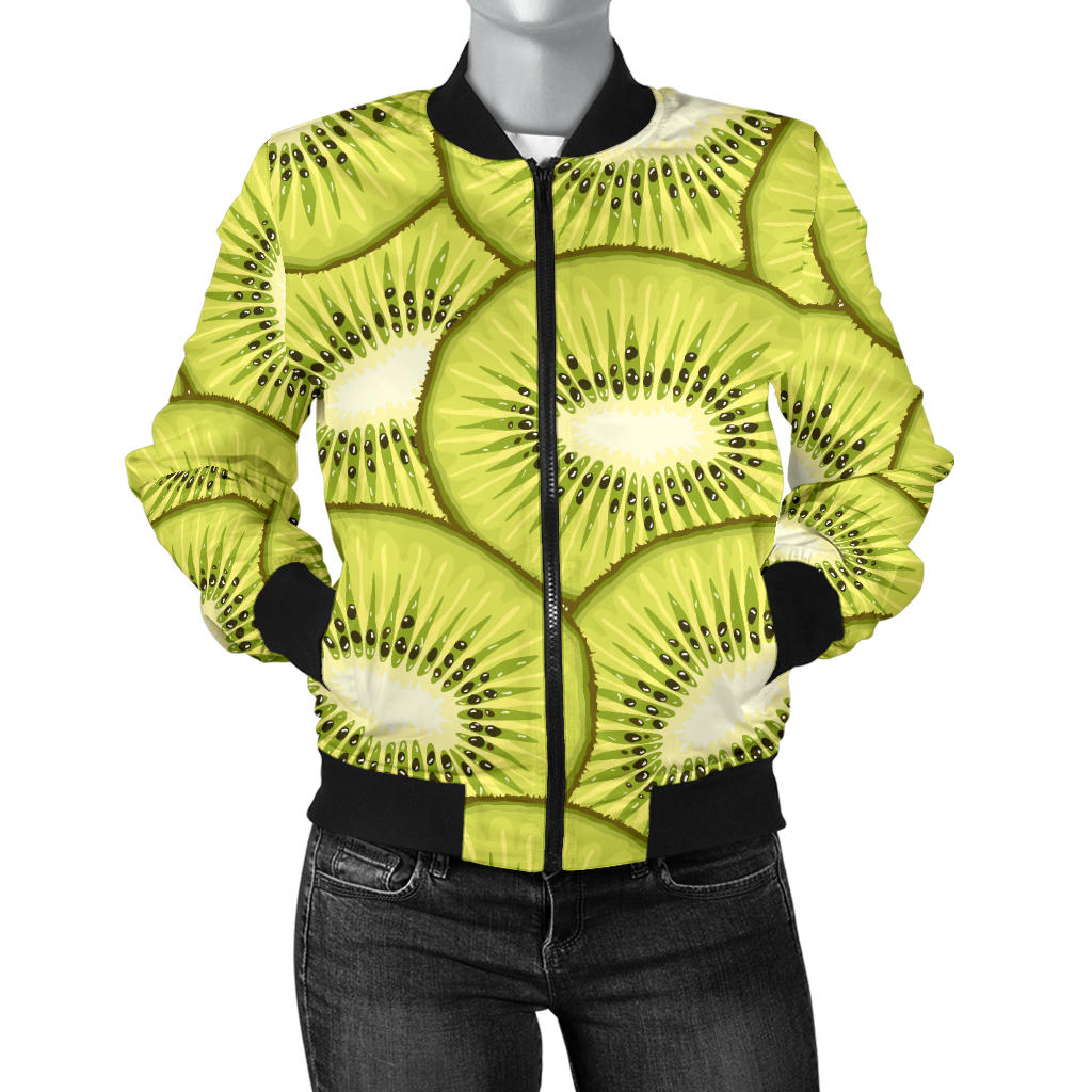 Kiwi Pattern Print Design KW07 Women Bomber Jacket