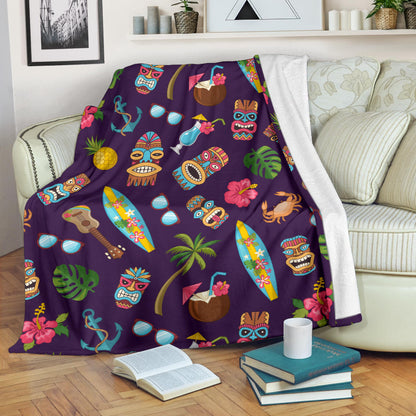 Hawaiian Themed Pattern Print Design H024 Fleece Blanket