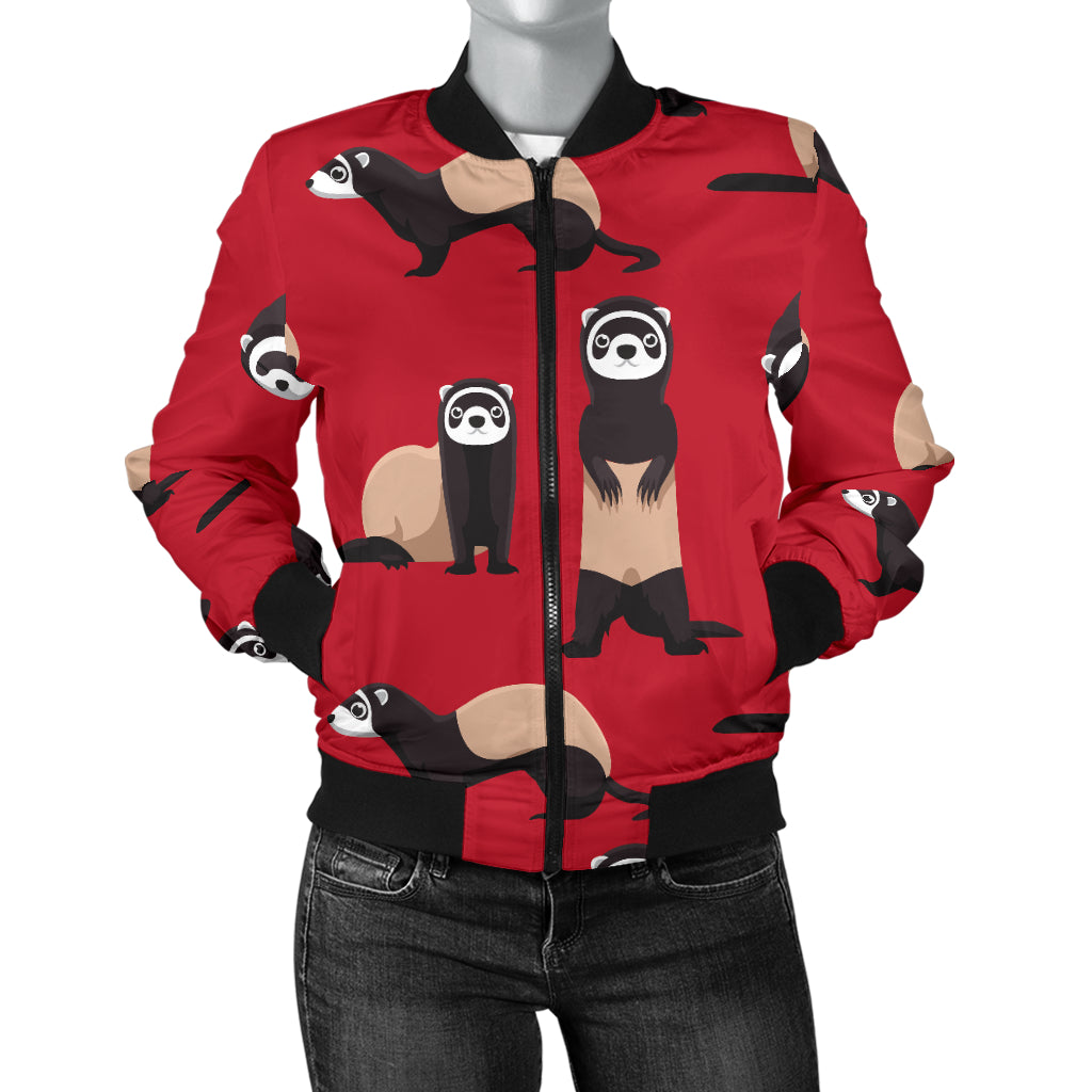 Ferret Pattern Print Design 02 Women's Bomber Jacket