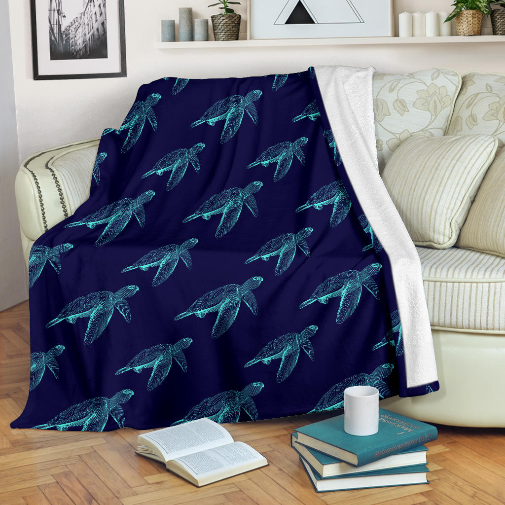 Sea Turtle Pattern Print Design T04 Fleece Blanket