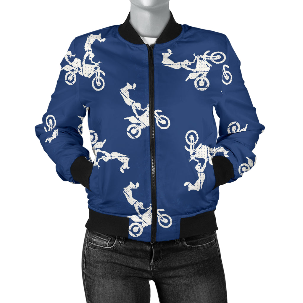 Motocross Pattern Print Design 01 Women's Bomber Jacket