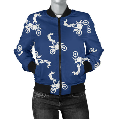 Motocross Pattern Print Design 01 Women's Bomber Jacket