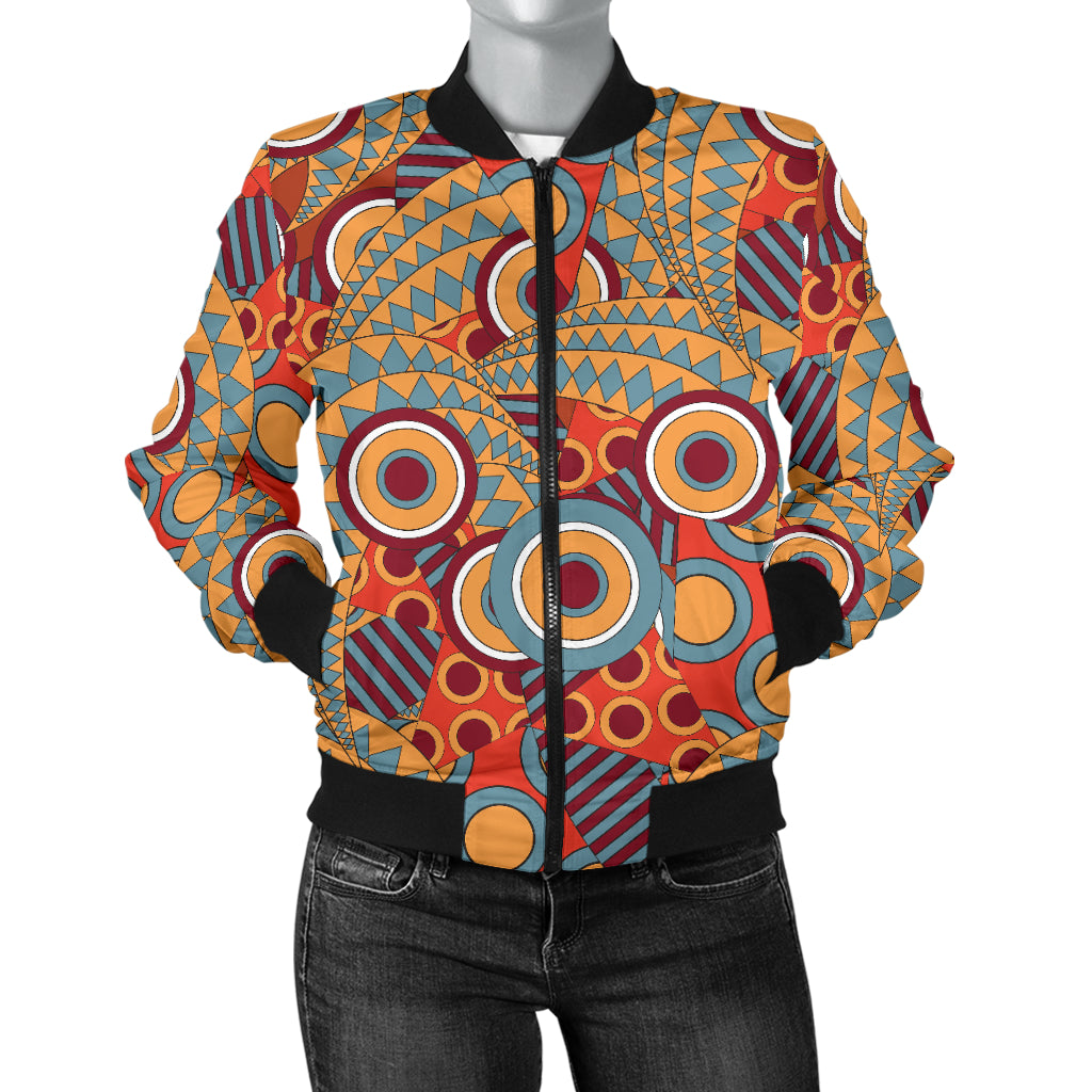 African Pattern Print Design 06 Women's Bomber Jacket