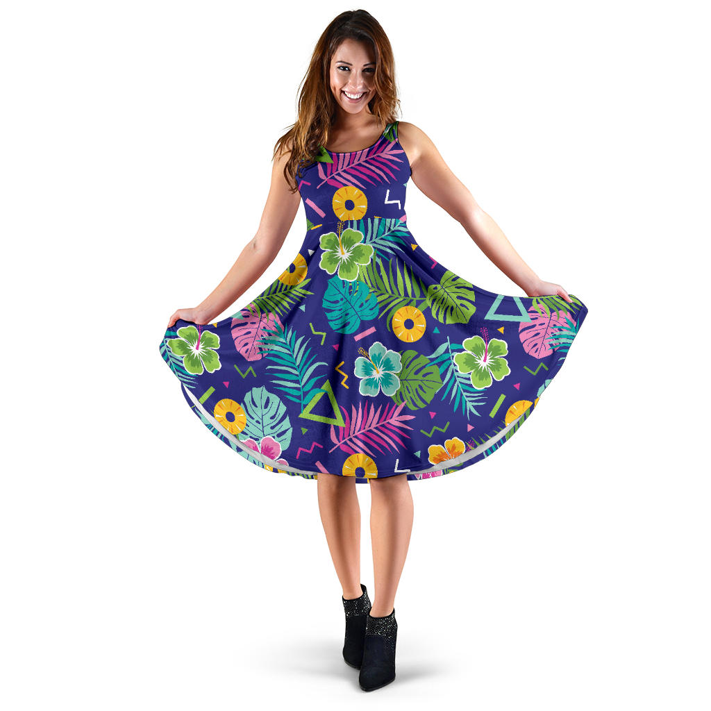Hawaiian Themed Pattern Print Design H014 Midi Dress