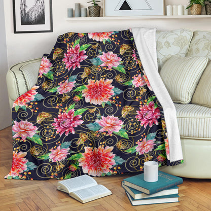 Dahlia Pattern Print Design DH02 Fleece Blanket