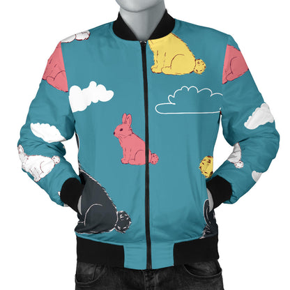 Rabbit Pattern Print Design RB014 Men Bomber Jacket