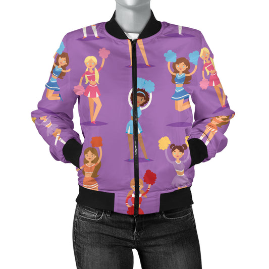 Cheerleader Pattern Print Design 02 Women's Bomber Jacket
