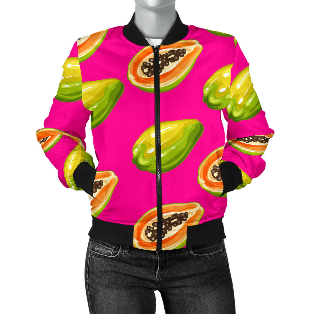 Papaya Pattern Print Design PP02 Women Bomber Jacket