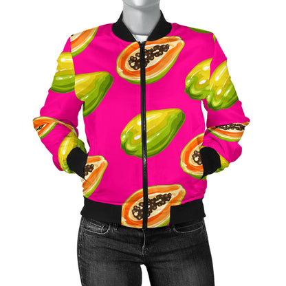 Papaya Pattern Print Design PP02 Women Bomber Jacket