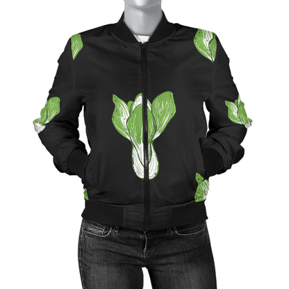 Kale Pattern Print Design 02 Women's Bomber Jacket