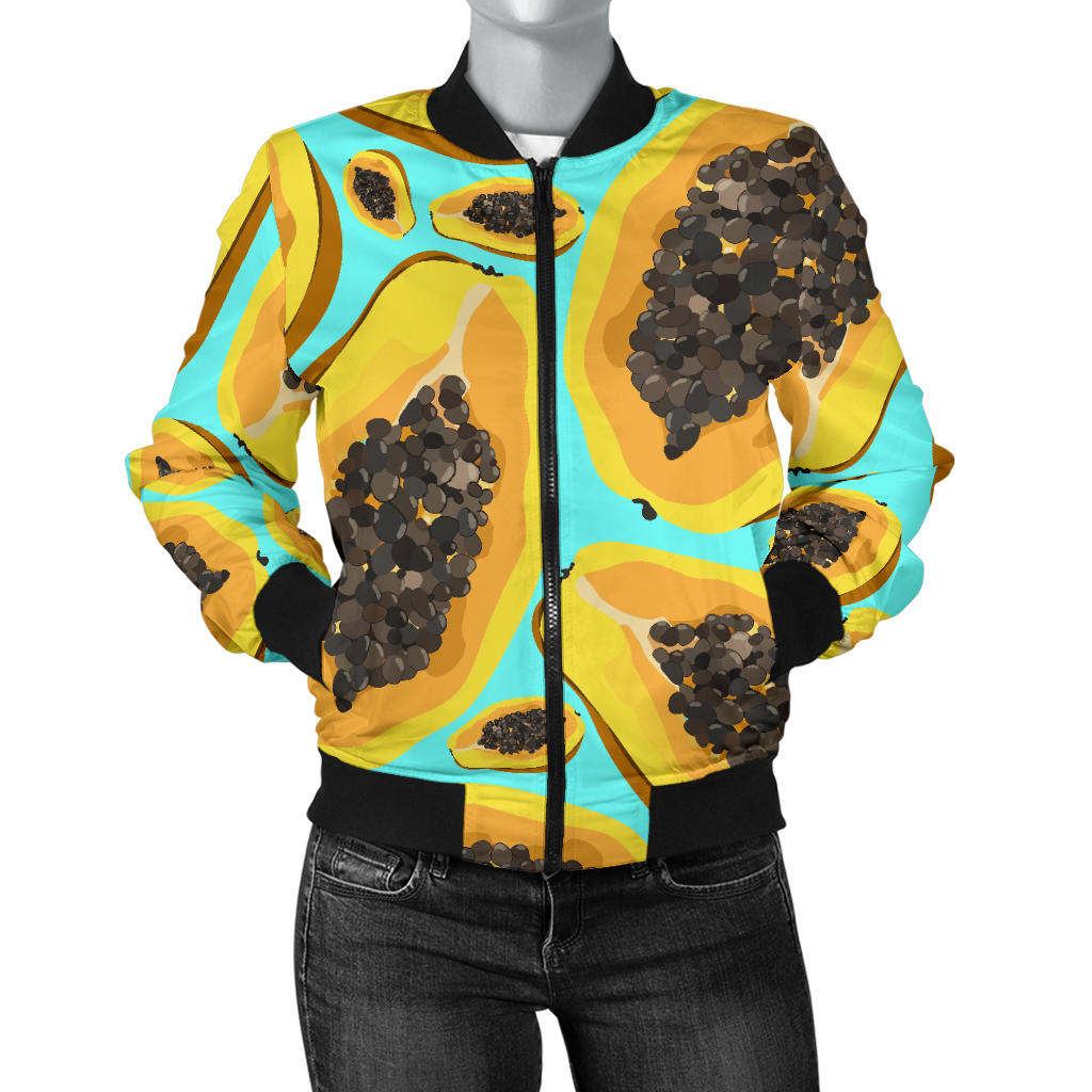 Papaya Pattern Print Design PP03 Women Bomber Jacket