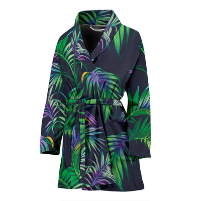 Palm Leaves Pattern Print Design PL04 Women Bathrobe