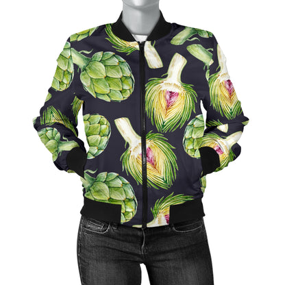 Artichoke Pattern Print Design 01 Women's Bomber Jacket