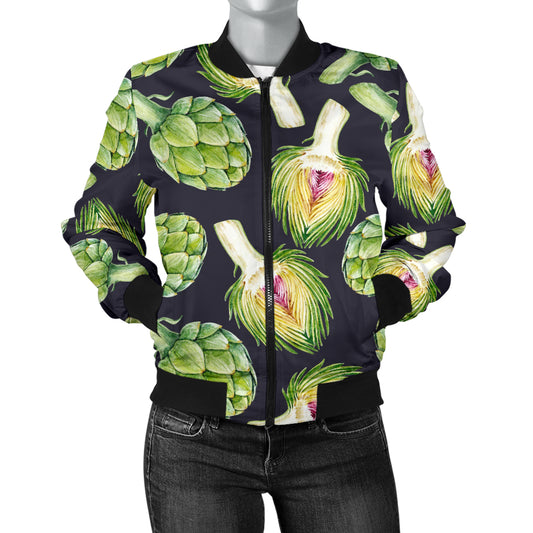 Artichoke Pattern Print Design 01 Women's Bomber Jacket