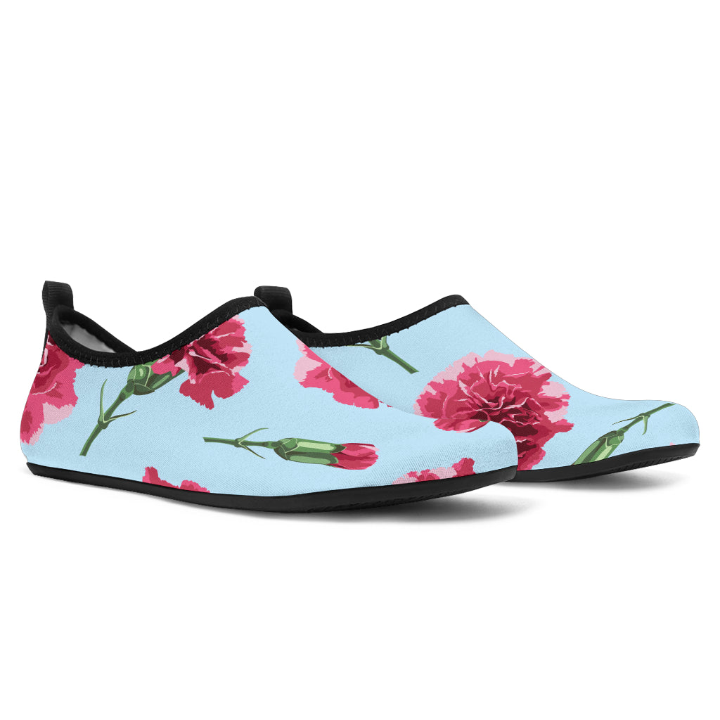 Carnations Pattern Print Design CN01 Aqua Water Shoes