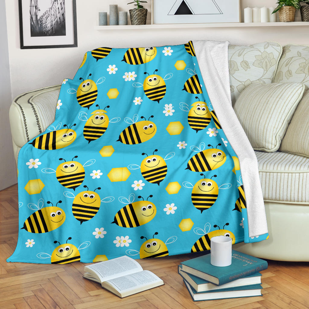 Bee Pattern Print Design BEE06 Fleece Blanket