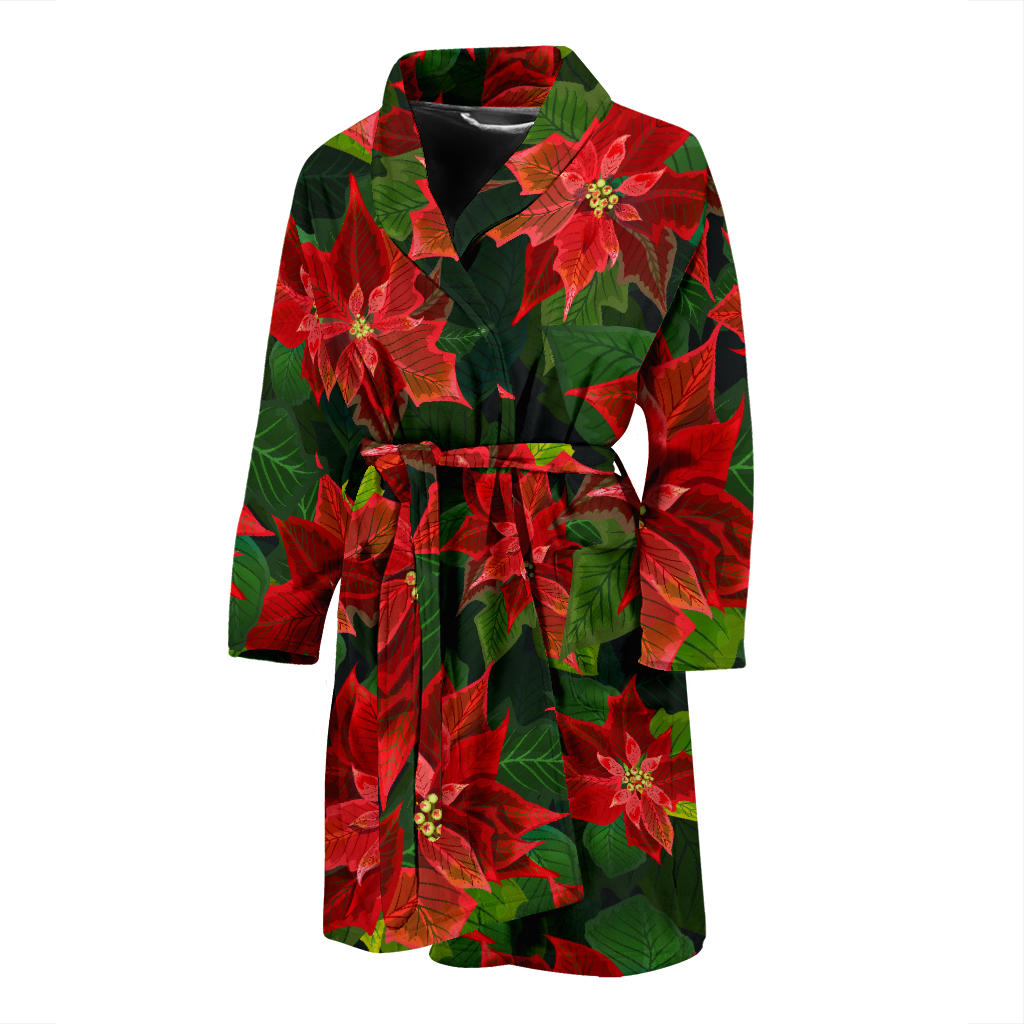 Poinsettia Pattern Print Design POT04 Men Bathrobe